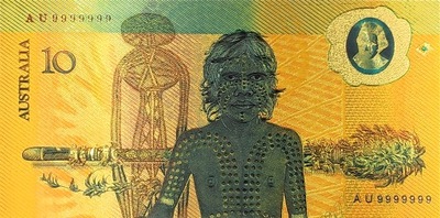 Aborygen Pozłacany Banknot 10 dolarów Australia