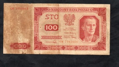 BANKNOT 100 Złotych -- 1 lipca 1948 rok -- seria CW