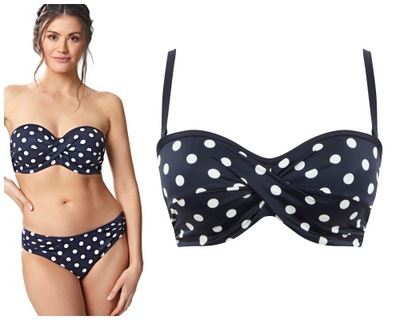 65H Panache Anya Riva Spot navy/vanilla bandeau biustonosz do stroju kąpiel