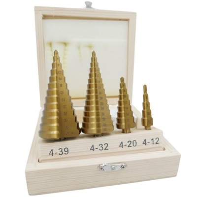 WIERTŁA STOŻKOWE STOPNIOWE 4-39MM 4 ELE TYTANOWE - S0320