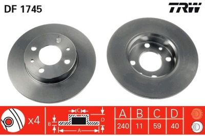 TRW DISKAI STABDŽIŲ 2SZT. PRIEK. GAL. ABARTH 500 595 695 500C 595C 