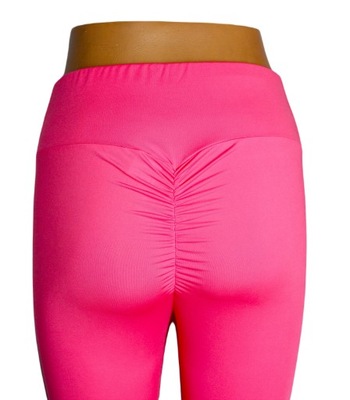 Neon neonowo różowe legginsy leginsy PUSH UP 40 L