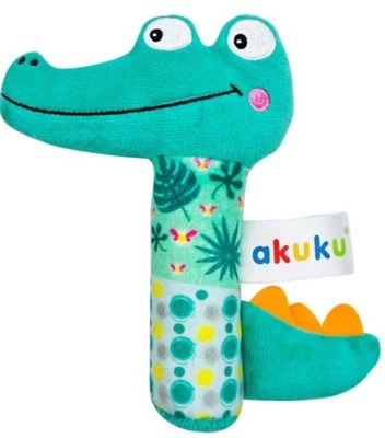 Grzechotka dla niemowląt piszczek krokodyl Akuku
