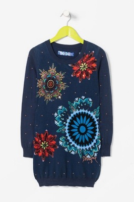 DESIGUAL GRANATOWY SWETER CEKINY (5-6L)