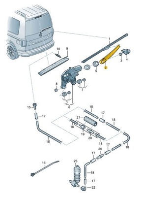 Рычаг дворники vw caddy задняя фото №1