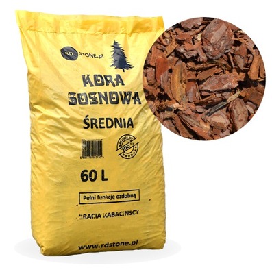 Kora sosnowa sortowana ŚREDNIA 60 l przesiewana