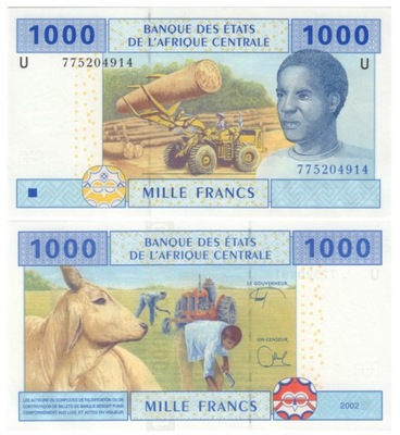 KAMERUN AFRYKA ŚRODKOWA (CAS) 1000 FRANKÓW 2002 P-207Ue UNC