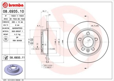 ГАЛЬМІВНІ ДИСКИ ГАЛЬМІВНІ ЗАД BREMBO 08.6935.11 08693511