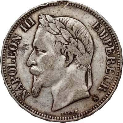 Francja, Napoleon III, 5 franków 1870 A