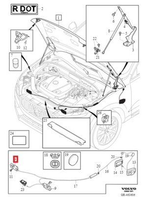 Замок капот правий volvo v60 ii 19-21 v90 ii 17-21 фото №1