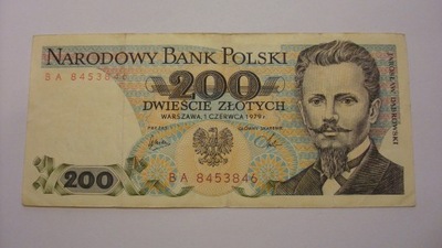 Banknot 200 zł 1979 rok - seria BA stan 3