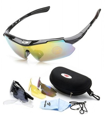 Polaryzacyjne okulary rowerowe z wymiennymi szkłami oraz twardym etui