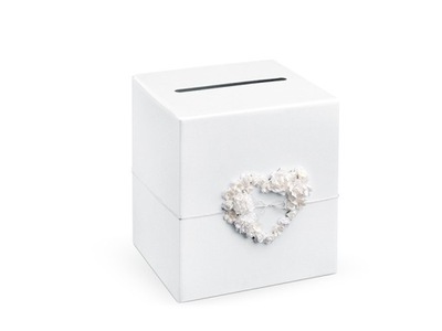Pudełko na telegramy koperty pieniądze białe kwiat