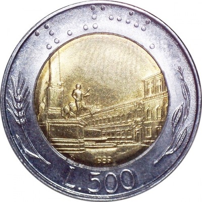 Włochy 500 lire lirów 1989 Italia