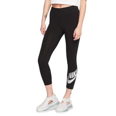 NIKE LEGGINSY SPORTOWE DAMSKIE FIT 3/4 CZARNE