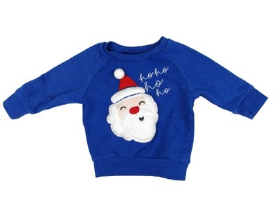 Świąteczna niebieska bluza Mikołaj NEXT 74 cm