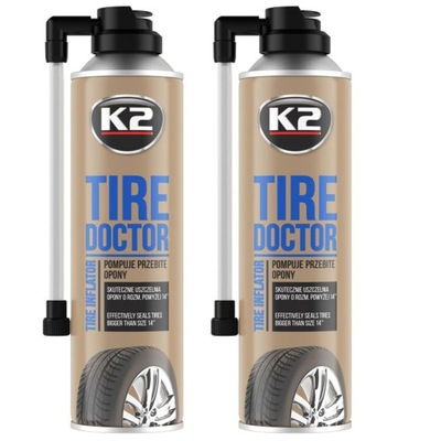 2X K2 TIRE DOCTOR 500 ML KOŁO ZAPASOWE ŚRODEK DO USZCZELNIANIA OPON