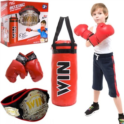 Zestaw bokserski rękawice worek pas dla dzieci