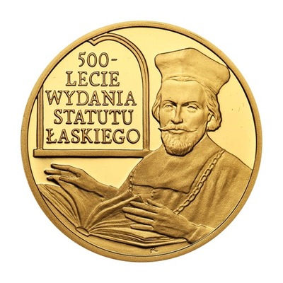 Złota moneta 100 zł 500-lecie Wydania Statutu Łaskiego