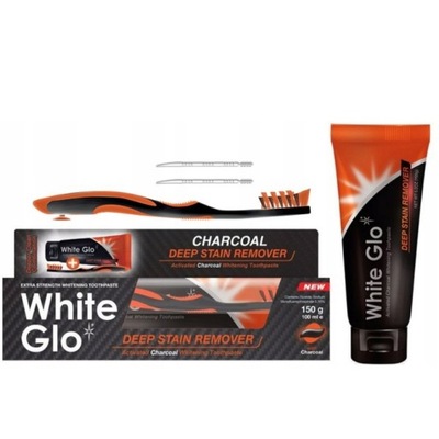 WHITE GLO DEEP STAIN Czarna Pasta do zębów Wybielająca z węglem charcoal