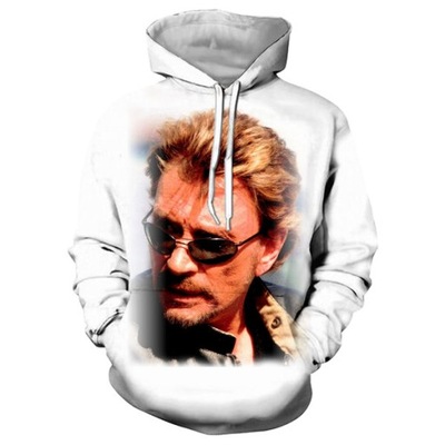 Hoodie Johnny Hallyday 3D bluzy z nadrukiem Hip-Ho