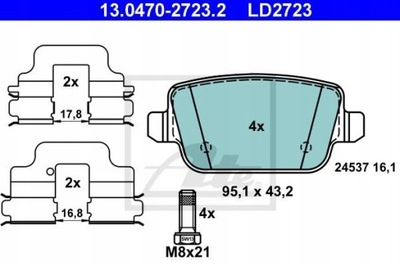 ZAPATAS DE FRENADO FORD MONDEO 07- PARTE TRASERA FORD GALAXY 06- , S-MAX 06- PARTE TRASERA KLOCK  