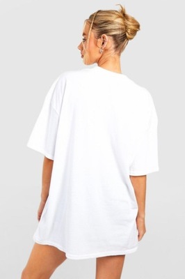 OVERSIZE NADRUK NAPISY S AC41116 *BOOHOO BIAŁY T-SHIRT