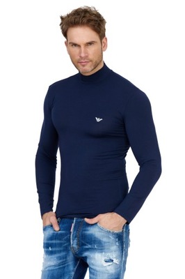 Emporio Armani Granatowy longsleeve męski stójka L