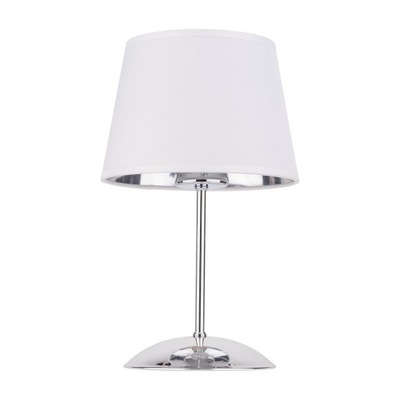 Lampa Biurkowa GLORY Chrom Biały Abażur 33cm Lampka Nocna do Sypialni Dom