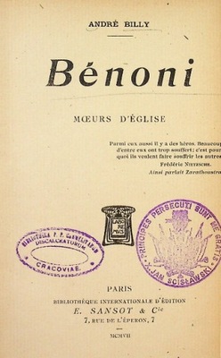 Benoni Moeurs Deglise 1907 r.