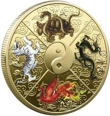 Chińska Szczęśliwa Moneta czterech wielkich boskich bestii Tai Chi