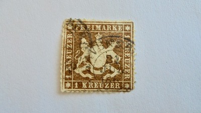 1861 Wurttemberg Mi.16y kasowany znaczek, wartość 360,- Euro