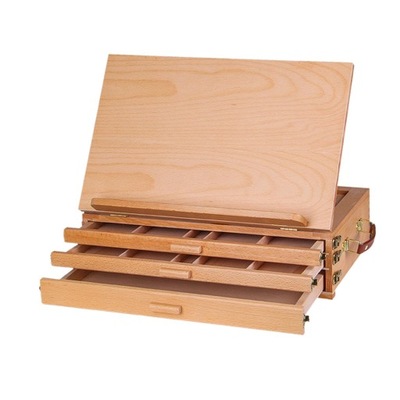 Regulowana drewniana sztaluga z szufladami, drewno bukowe Premium 43x32CM