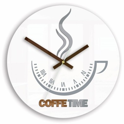 ZEGAR ŚCIENNY COFFEE TIME II WHITE MODERN CLOCK