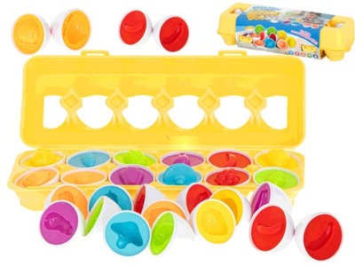 Klocki edukacyjne puzzle jajka Montessori 12 sztuk