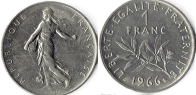 1 frank ( 1966 ) Francja - obiegowe