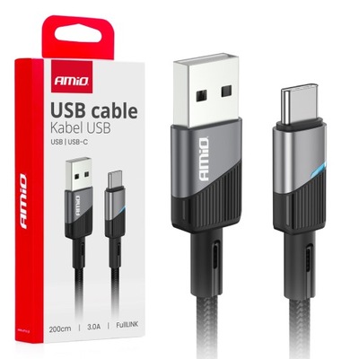 Kabel Amio USB - USB typ C 2m czarny