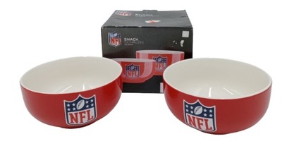 Zestaw 2 czerwonych miseczek ceramicznych Ligi NFL z logiem 600ml