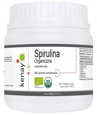 Spirulina ORGANICZNA CERTYFIKOWANA 600t KENAY