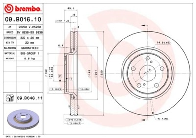 BREMBO 09.B046.11 DISCO DE FRENADO  