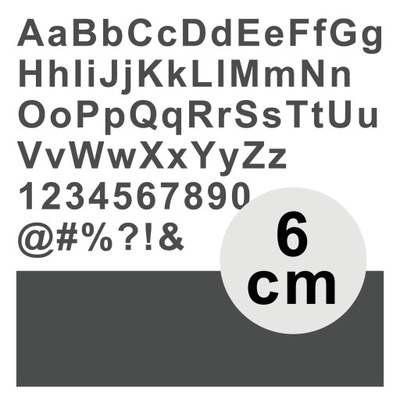 Litery duże i małe cyfry 268znaków 59 kolorów 6cm