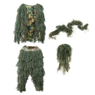 Profesjonalny strój Ghillie 3D Woodland Camo zielony