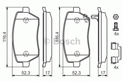 KOMPLEKTAS TRINKELIŲ STABDŽIŲ BOSCH 0 986 494 160 