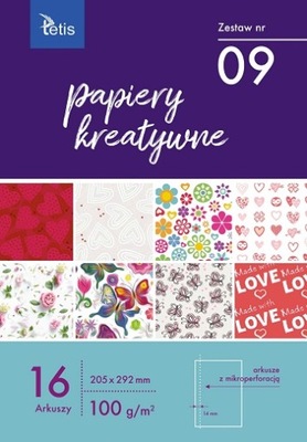 Papier kreatywny A4 16 arkuszy Tetis KB030-09