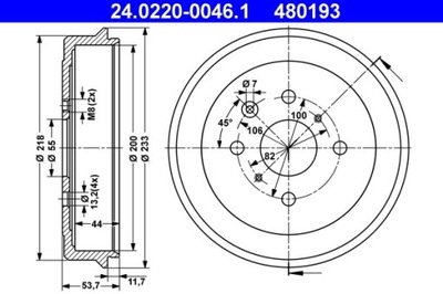 2X BŪGNINIAI STABDŽIAI STABDŽIŲ TOYOTA GAL. AYGO 1,0/1,4HDI 05- 24.0220-0046.1 