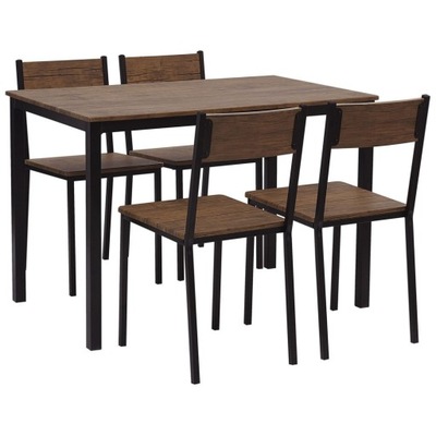 Zestaw do jadalni stół i 4 krzesła ciemne drewno z czarnym HAMRY