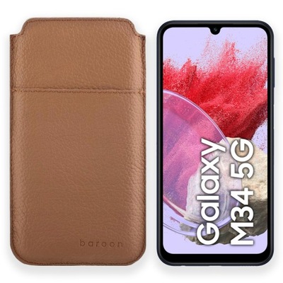 LEO ETUI CASE WSUWKA Z NATURALNEJ POLSKIEJ SKÓRY do GALAXY M34 5G