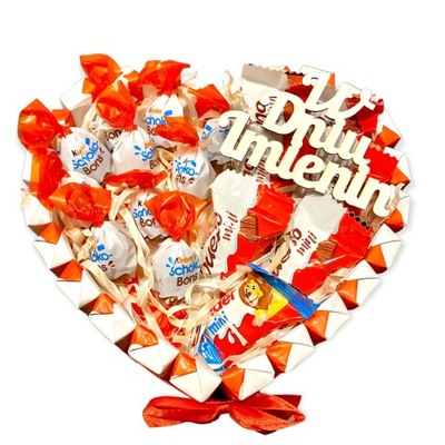 Słodkie Mini Serce z czekoladek Kinder mix słodyczy Prezent na Imieniny