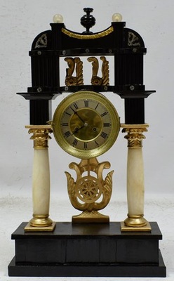 XIX w. Sprawny zegar kominkowy, Biedermeier 54 cm