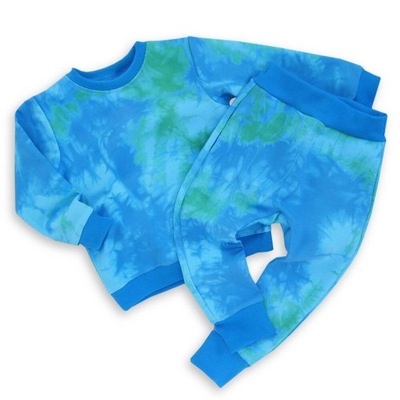 Dres chłopięcy niebieski bluza i spodnie Tie Dye bawełna 92